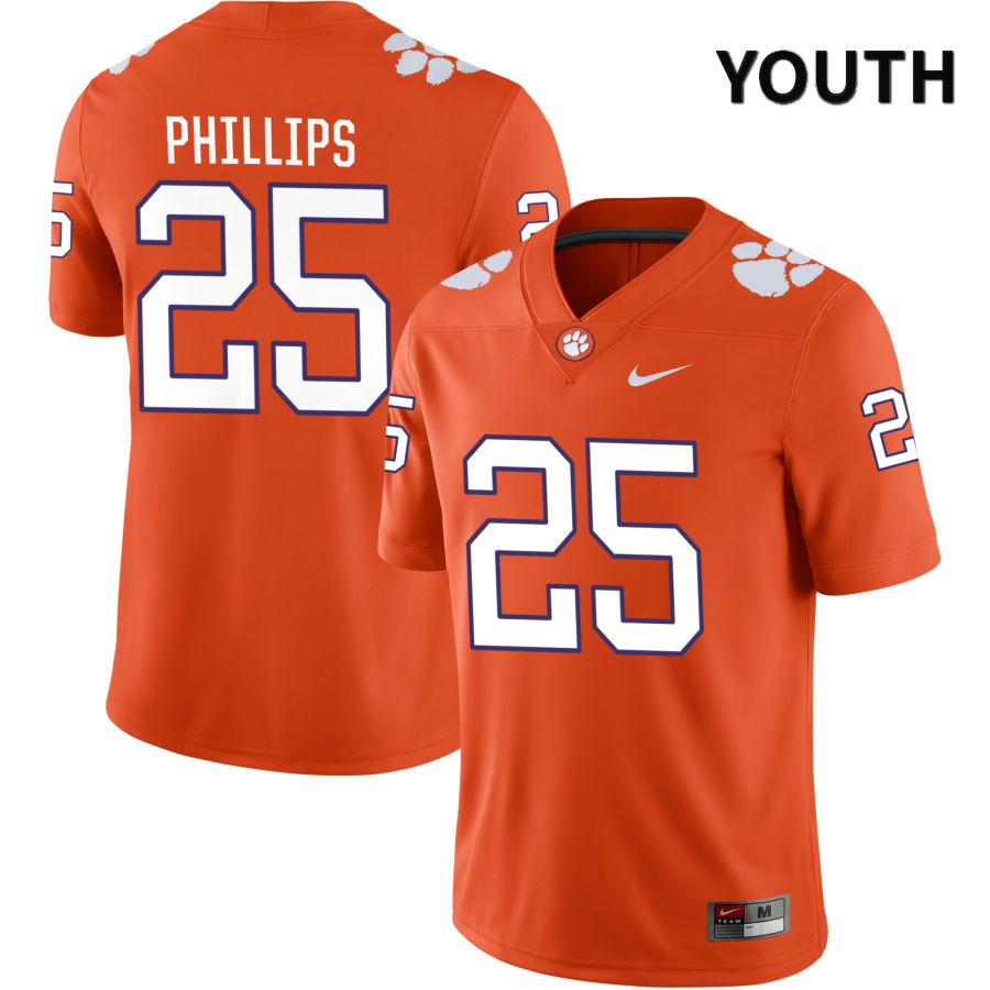 Youth Clemson Tigers Jalyn Phillips #25 College Orange NIL 2022 NCAA Authentic Jersey Authentic MNQ73N3Y